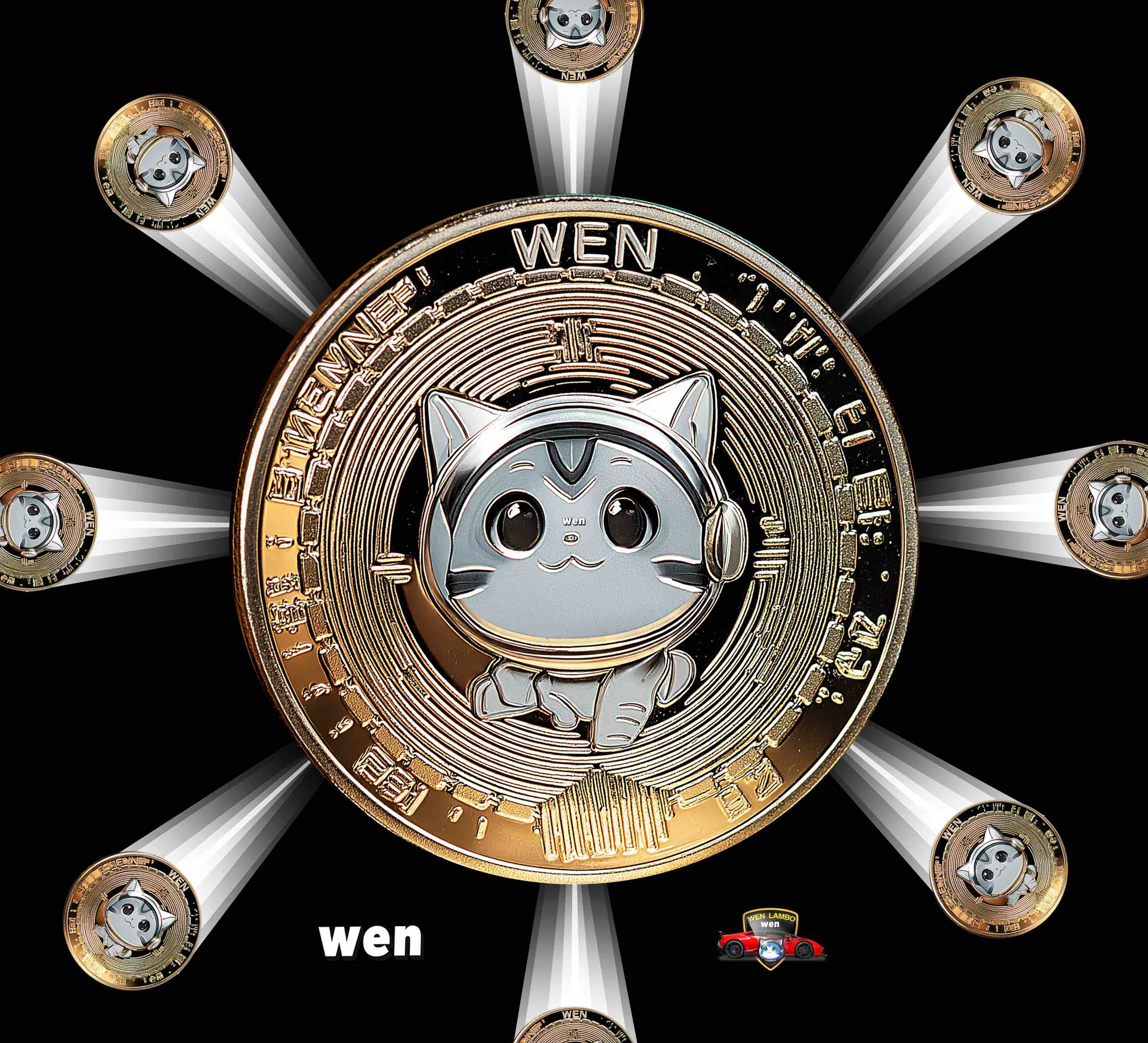 The Wen coin with connected coins on Solana