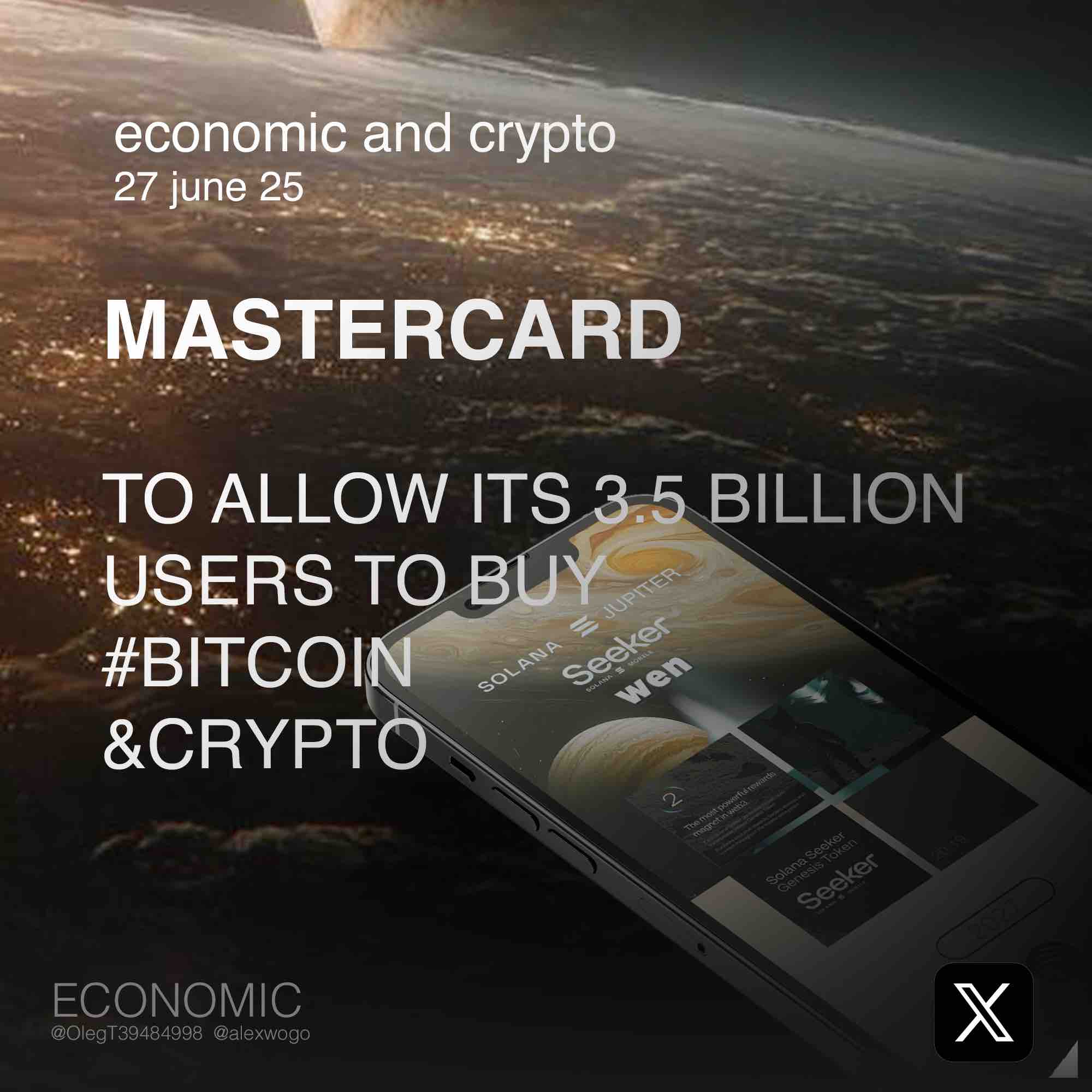 Mastercard to allow its 3.5 billion users to buy crypto — community poster, June 2025