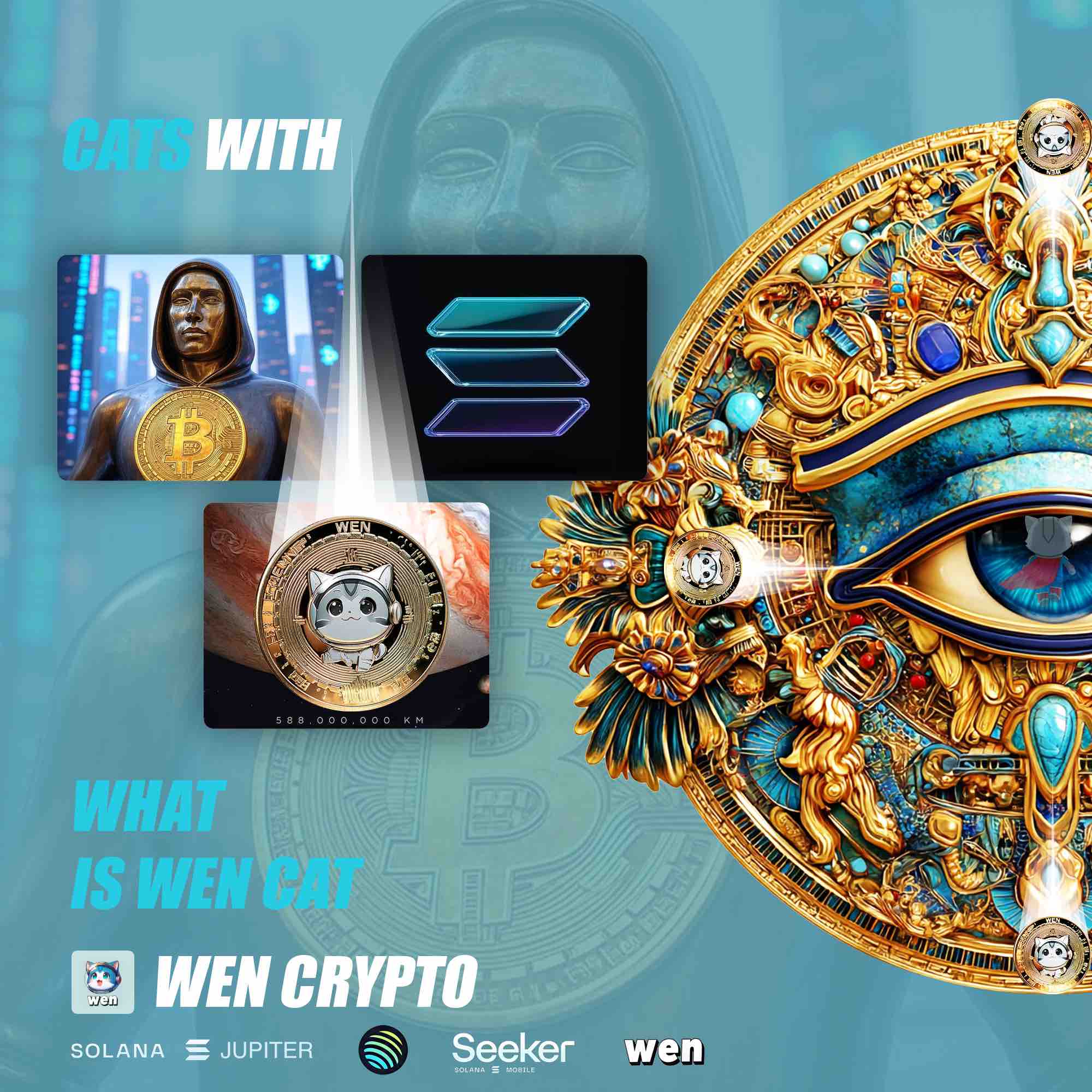 Satoshi, Solana and the Wen cat in one community picture