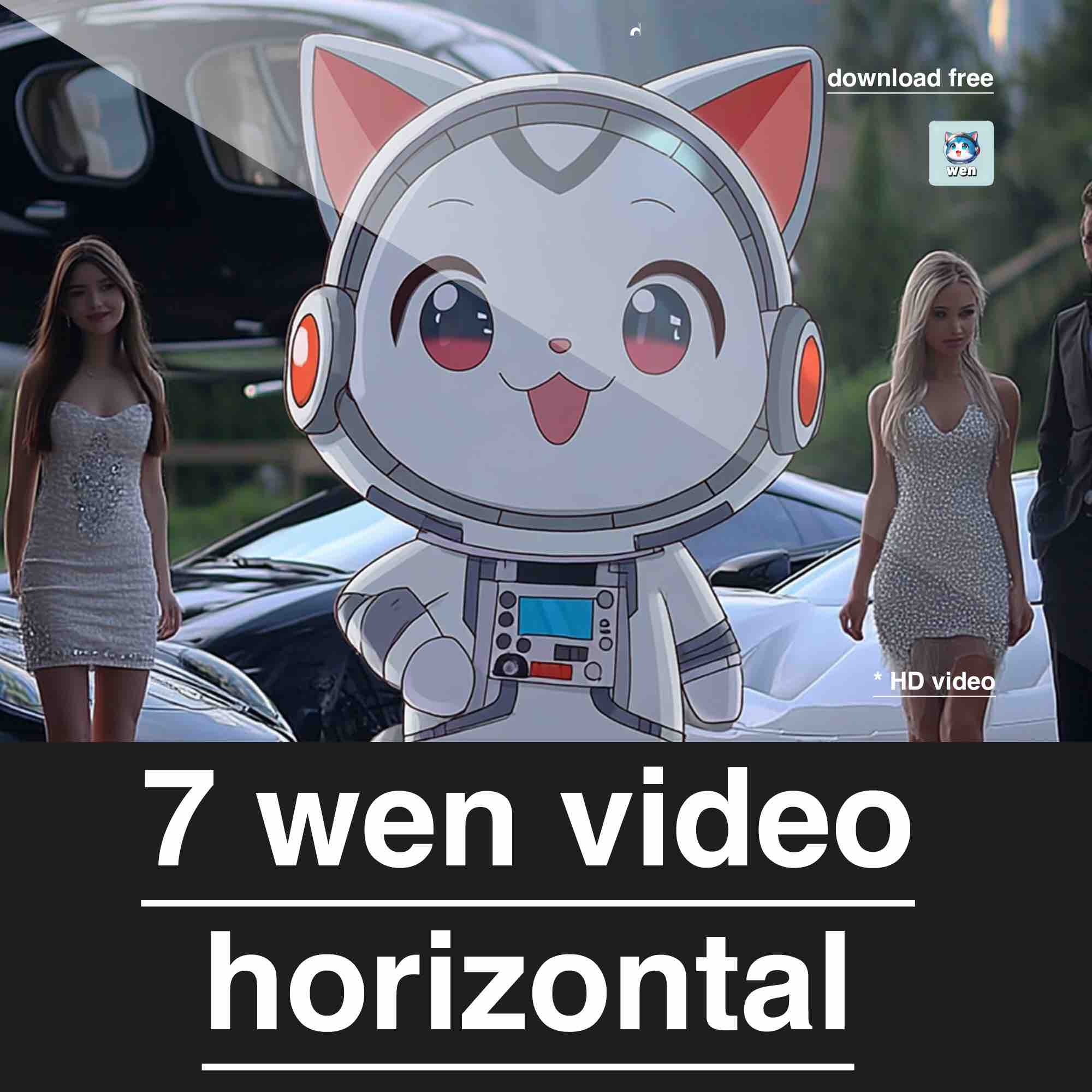 The Wen cat in a horizontal video frame