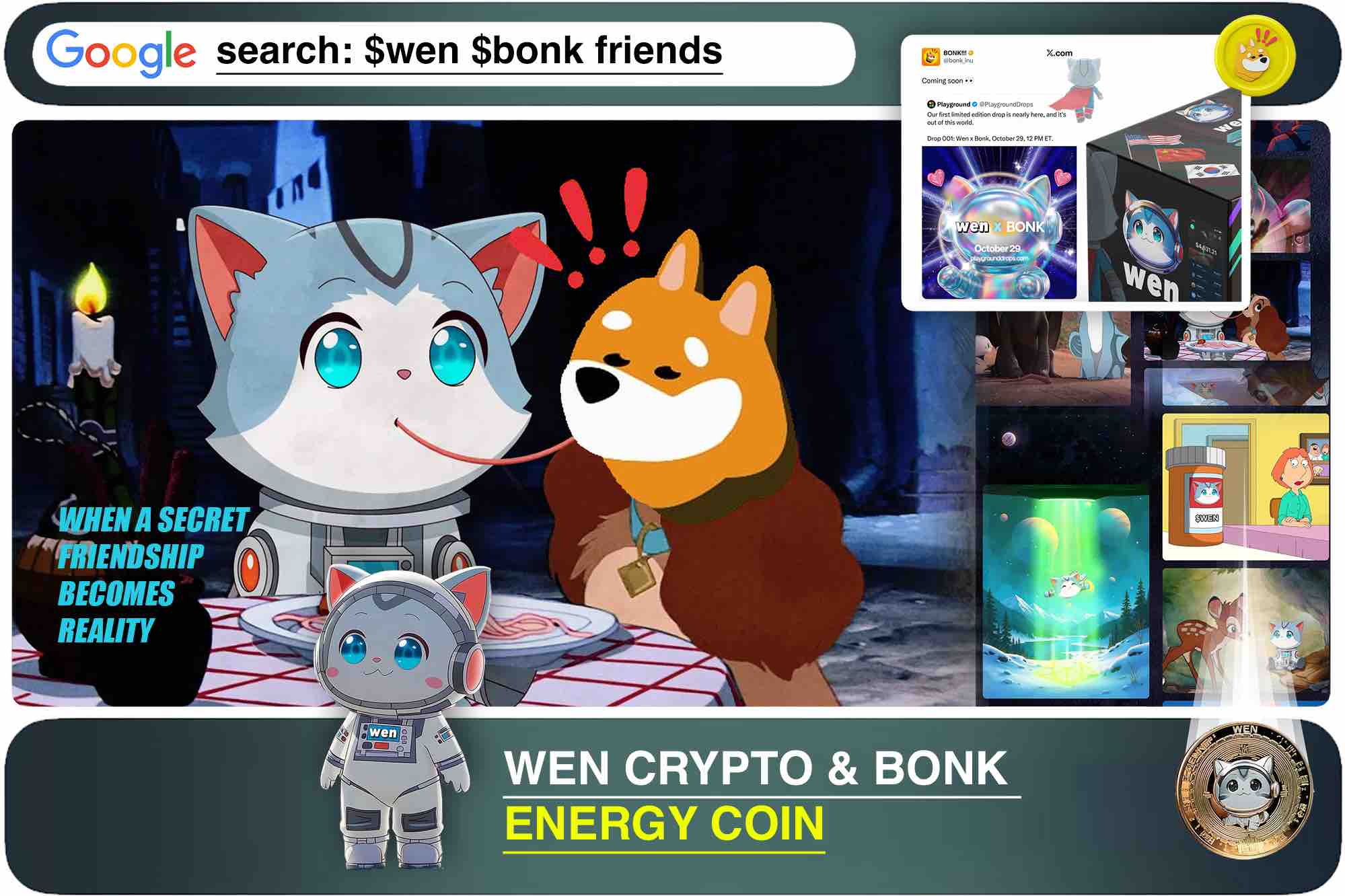 Wen cat and Bonk dog: when a secret friendship becomes reality