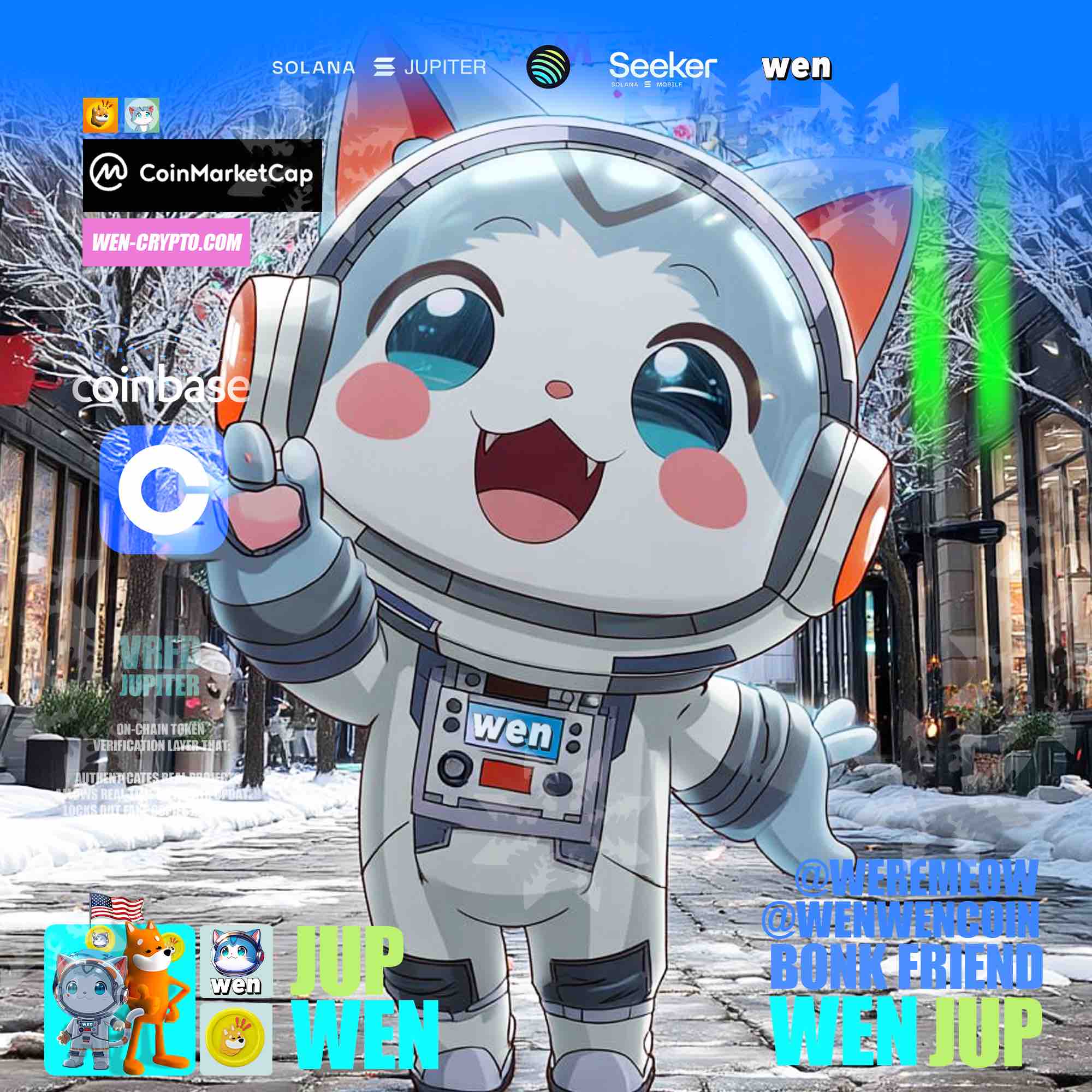 Wen crypto cat, Christmas holiday graphic