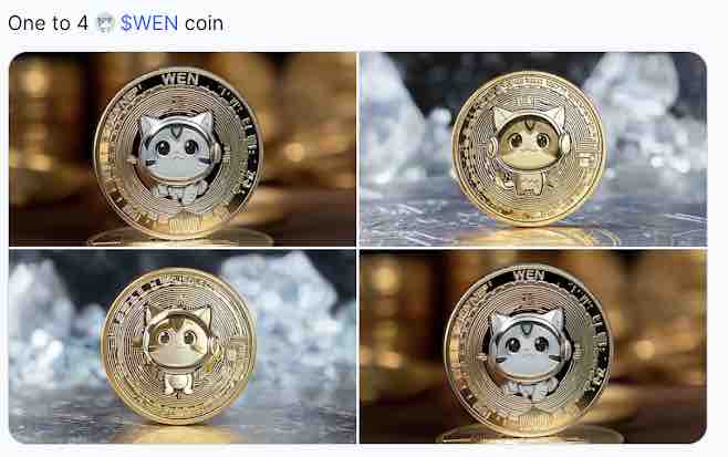 Four golden Wen coins
